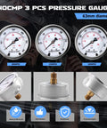 Nitrogen Shock Fill And Accumulator Charging Kit With Three Gauges 1500 PSI 4000 PSI And 6000 PSI shown in detailed close-up