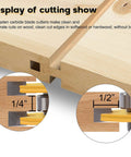 Top Pick 1/2 Inch Shank Tongue And Groove Router Bit Set Two Piece Adjustable Woodworking Milling Cutter cutting demonstration on wood