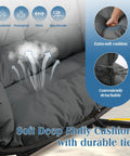 Close-up of cushions on Two Person Foldable Hanging Egg Chair With Stand For Indoor Outdoor Use Wicker Porch Swing Chair
