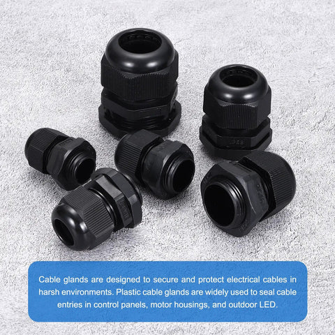 Six Pack PG19 Cable Glands 12-15mm Thread Waterproof Adjustable Cable Connectors for Industrial Junction Boxes