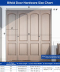 Size chart for 72 Inch Bifold Door Hardware Kit For 4 Doors With 18 Inch Panels Top Mounted Folding Sliding Barn Door Hardware