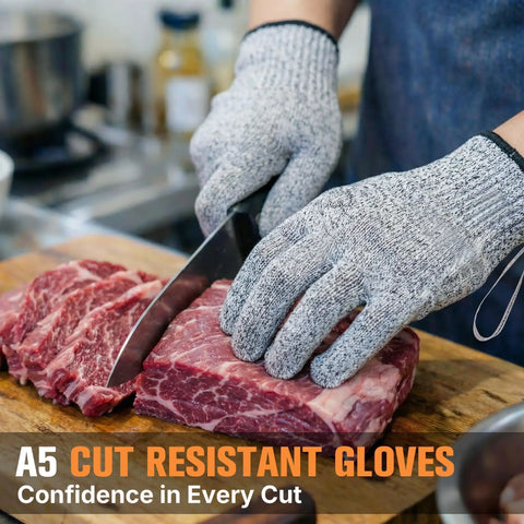 Level 5 Cut Resistant Gloves Fiberglass Free Food Grade for Oyster Shucking and Meat Cutting Grey Large Machine Washable