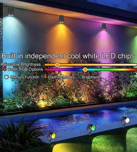 RGB Landscape Lighting Kit 8 Pack 5W Low Voltage 12V Outdoor LED Spotlight With Remote Control IP66 Waterproof lighting garden
