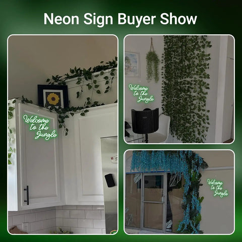 Welcome To The Jungle Neon Sign Green LED Light For Wall Decor USB Powered Jungle Theme Decor For Garden Home Entryway