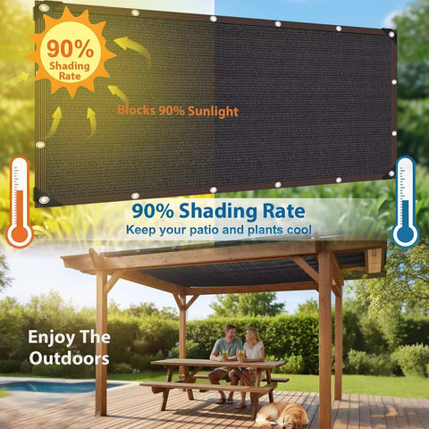 90 Percent Shade Cloth For Pergola And Patio, 4 By 30 Feet Shade Cover With Grommets, Sun Screen Fabric Tarp shown in outdoor setting