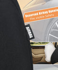 Durable Canvas Front Seat Covers Set For Cars, SUVs, Trucks And Minivans, Airbag Compatible with quick install feature shown.