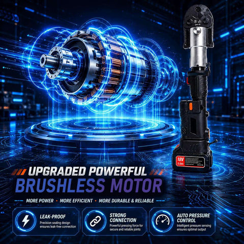 Heavy Duty Pipe Crimping Tool For Copper Pipes One Half Inch, Three Quarter Inch, And One Inch, 18V Cordless Automatic