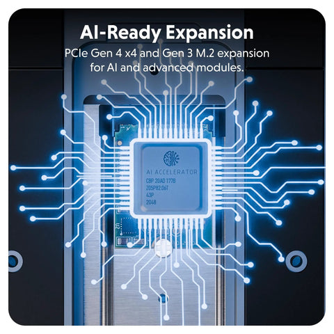 Close-up of AI-Ready Expansion for Badass Thunderbolt 5 Dock With Built In Ssd Enclosure, 120Gbps Desktop Hub.