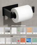 Matte Black Self Adhesive Toilet Paper Holder Wall Mount Rustproof SUS304 Stainless Steel No Drilling Easy Install For Bathroom Kitchen Washroom And RV on various surfaces
