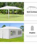 Outdoor White Waterproof Gazebo Tent With Removable Sidewalls And Windows Ten By Twenty Feet Heavy Duty Event Shelter