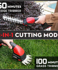 Person using Go-To 2-In-1 Cordless Hedge Trimmer And Grass Shear With Extension Pole for yard work on hedges and grass.