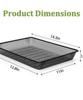 Black metal mesh desk paper tray organizer, rectangular shallow office storage basket