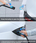 Dual Level 1 And Level 2 EV Charger For Tesla With NACS Connector demonstrating cable insertion into charging port.