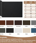Top Shelf Leather And Vinyl Repair Kit Featuring Large Patches For Couches And Upholstery Sets. Samples of various leather colors.