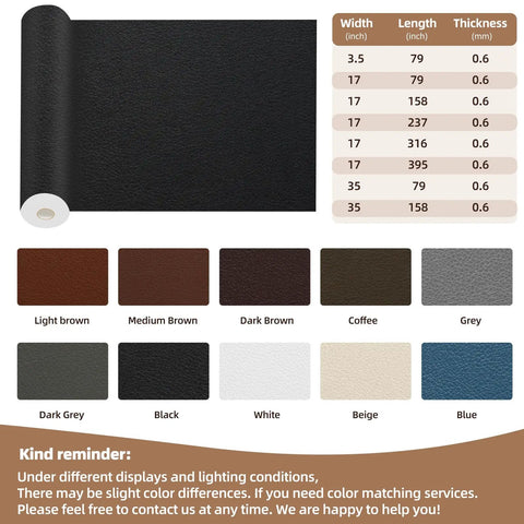 Top Shelf Leather And Vinyl Repair Kit Featuring Large Patches For Couches And Upholstery Sets. Samples of various leather colors.