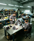 Heavy Duty 1/2 Hp 4 Speed Blower Fan Motor Compatible With Goodman Furnace Replacement 0131F00042 115V 1130 Rpm 7A HVAC Blower Motor being assembled in a workshop.