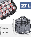 Portable Collapsible Soft Cooler Bag With Double Deck Design For 24 30 60 Cans Leakproof Ice Chest For Beach Camping And Grocery Grey