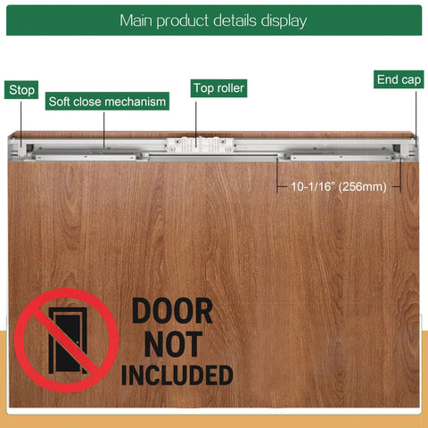 Top view of concealed sliding door hardware kit showing soft close mechanism and track for modern minimalist interiors.