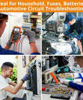 Auto Ranging Pocket Digital Multimeter For Diyers, 2000 Counts, used in household and automotive troubleshooting scenarios.