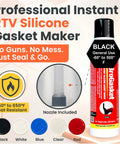 Professional Instant RTV Silicone Gasket Maker black tube with auto-dispensing nozzle, heat resistant up to 650°F