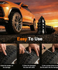 Car by sunset with 30 Pcs Tire Plugs Screw Type Emergency Tire Repair Kit in use for sealing flat tire leak.
