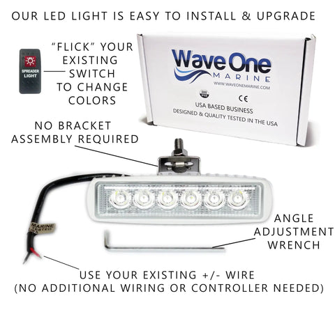Marine Dual Color LED Boat Spreader Light With Deck Flood Beam Stainless Hardware And Bracket IP68 Waterproof display