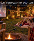 Badass 25 Foot Heavy Duty Outdoor Extension Cord Featuring Six Perfectly Spaced Power Outlets And Sleek Black Waterproof Jacket used for outdoor movie night.