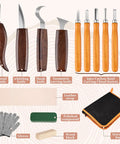 Beginner Friendly Wood Carving Kit Dope 10 Piece Set With 4 Carving Knives And 6 Chisels Wood Whittling Starter Kit Includes Leather Strop