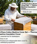 Beekeeper using Beekeeping Beehive Cover Set Must Have 10 Pack Cotton Insulation Covers For Beehives on a wooden hive