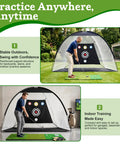 Man practicing golf swing with Massive 10x7ft Golf Practice Net With 5 Real Balls, Tri Turf Mat, And Portable Storage Bag outdoors