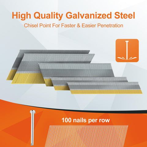15 Gauge DA Angled Finish Nails 34 Degree Multi Size Pack Galvanized 1200 Nails For Pneumatic Or Electric Angled Finish Nailer