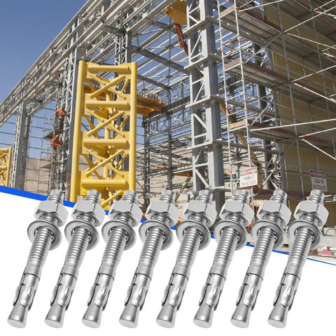 Heavy Duty Workhorse Wedge Anchors 8 Pack 304 Stainless Steel Expansion Bolts for Concrete and Masonry Bulletproof Grip with Tough as Nails Strength and No Sweat Setup