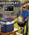 Go To Portable Car Refrigerator And Travel Cooler, 23 Quart (22 Liter) Compressor Freezer shown outdoors with touch LED display
