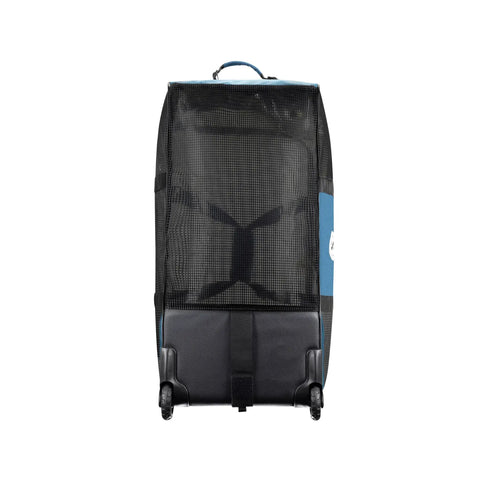 Back view of Mesh N Roll 100 Wheeled Dive Bag With Double Duffel Straps And Adjustable Top Carry Handle For Scuba Gear Denim Blue