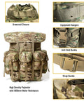 Beefed Up Military Alice Pack Rucksack Backpack For Survival 50 Liter Tactical Gear With 1000D Waterproof Oxford Fabric