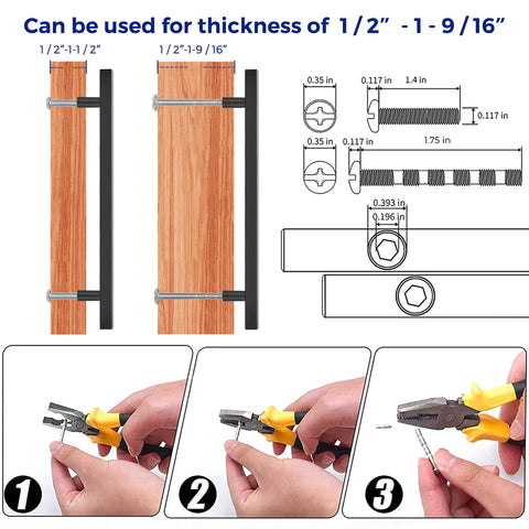 5 Pack 10 Inch Matte Black Square Cabinet Pulls installation guide and measurements
