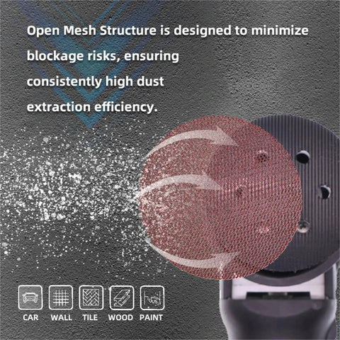 Heavy Duty 1 Inch 25mm Mesh Hook Loop Sanding Discs showing open mesh structure for effective dust extraction.