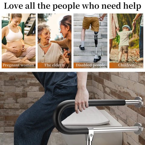 Sturdy 23.6 Inch Handicap Grab Bar For Bathroom With Non Slip EVA Handle, Stainless Steel Wall Mounted Rail Supports Up To 440 Lb, Essential Safety Grip For Seniors And Disabled, Easy Install Bath Safety Bar.