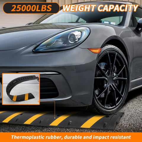 Heavy Duty Speed Bumps For Driveway 6 Ft Two Pack Rubber Speed Bumps With Two Channel Cable Protector Ramps under car