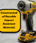 Six Bit Drill Bit Holder For Cordless Drills And Impact Drivers, Attaches To Factory Mount Visible On Yellow Power Tool