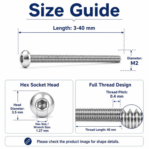 304 Stainless Steel M2 Hex Socket Screws Pan Head 25Mm Length Heavy Duty Hardware For Mechanical Furniture And Electronics Assembly Bulk Pack Of 100 Pieces size guide