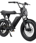 750W Fat Tire Electric Bike For Adults With Wheelie Capability, 20 MPH Top Speed, black frame, large wheels, side view