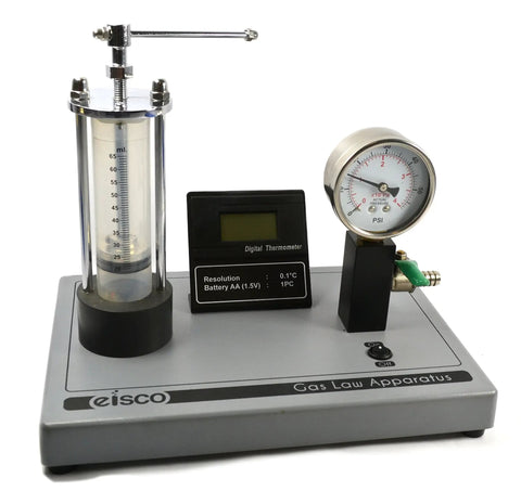 Boyle's Law Visual Demonstration Kit With Integrated Manometer And Metal Base For Lab Classrooms, Dual Scale Pressure Readout