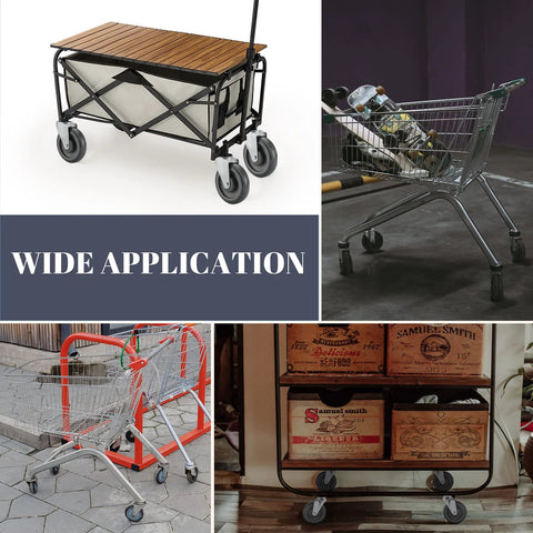 5 Inch Shopping Cart Caster Wheel Replacement Kit With Polyurethane Stepped And Full Tread Face Wheels in various applications