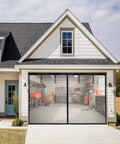 Installed Magnetic Closure Garage Door Screen 9 by 7 Feet for One Car, Hands Free Bug Blocking Fiberglass Mesh on garage