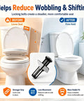 Universal Toilet Seat Bolts Replacement Kit With Stainless Steel Heavy Duty Toilet Lid Screws Washers And Lock Nuts For Top Mount Lids Fits Most Standard Elongated Toilets Rust Resistant And Breezy To Install showing before and after seat stability