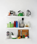 Kitchen shelf with Stainless Steel Salt And Pepper Grinder Set For Kitchen And Table Easy Refill Top Grinding Mechanism For Clean Counters