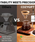 Solid Black Walnut Pour Over Coffee Maker Stand With Adjustable Stainless Steel Dripper Holder showcases premium materials and stability.