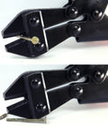 Heavy Duty Mini Bolt Cutter With Grippy Soft Anti Slip Handle Cuts Through Wires And Cables Up To Two Point Five Millimeters, cutting a metal nail.