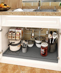 Under Sink Mat 34 By 22 Inches No Fuss Extra Thick 3mm Silicone Leakproof Kitchen Cabinet Protector installed under sink